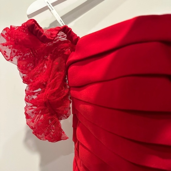 NWT Self Portrait Red Midi Lace Wedding Birthday Christmas Minis Holiday Dress - Picture 7 of 15